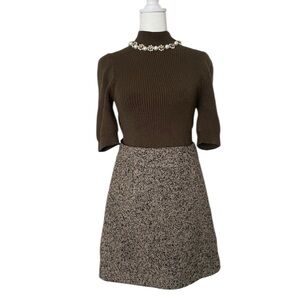 Snidel Knit Top Tweed Skirt jeweled neck Japanese street wear from Shibuya Tokyo